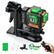 3x360° Self-Leveling Green Laser Level with Digital Display 3 Brightness Levels, Flash & Pulse Modes Deliver Clear Green Laser Lines for Indoor and Outdoor Precision Alignment