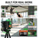 3x360° Self-Leveling Green Laser Level with Digital Display 3 Brightness Levels, Flash & Pulse Modes Deliver Clear Green Laser Lines for Indoor and Outdoor Precision Alignment